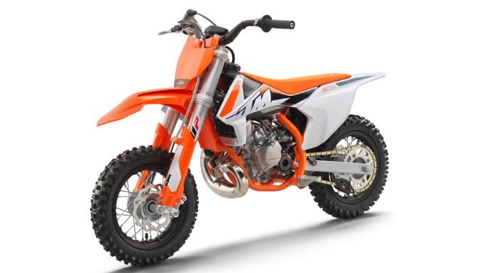 Isolated image of KTM 50 SX Mini dirt bike in white background